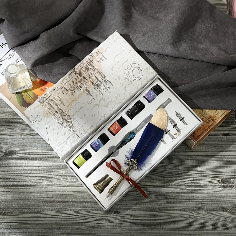 Glass Dip Pen Calligraphy Ink Set - 1本入り ガラス製ペン 万年筆 水性インク マーキュリー・スカイ クリスタルペン