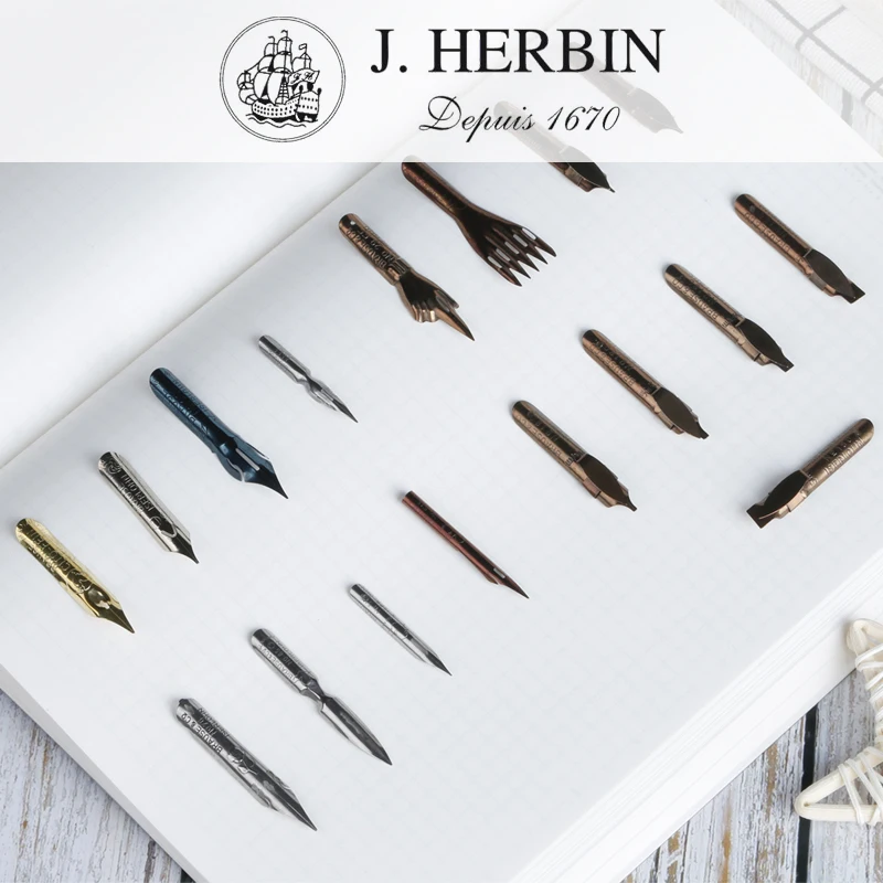 Fountain Pen Calligraphy Flex Nib - フランスのJ., オリジナルのHerbinxブラウスディップペン先、英語フォント練習書道フィンガーフラットフレックスハード