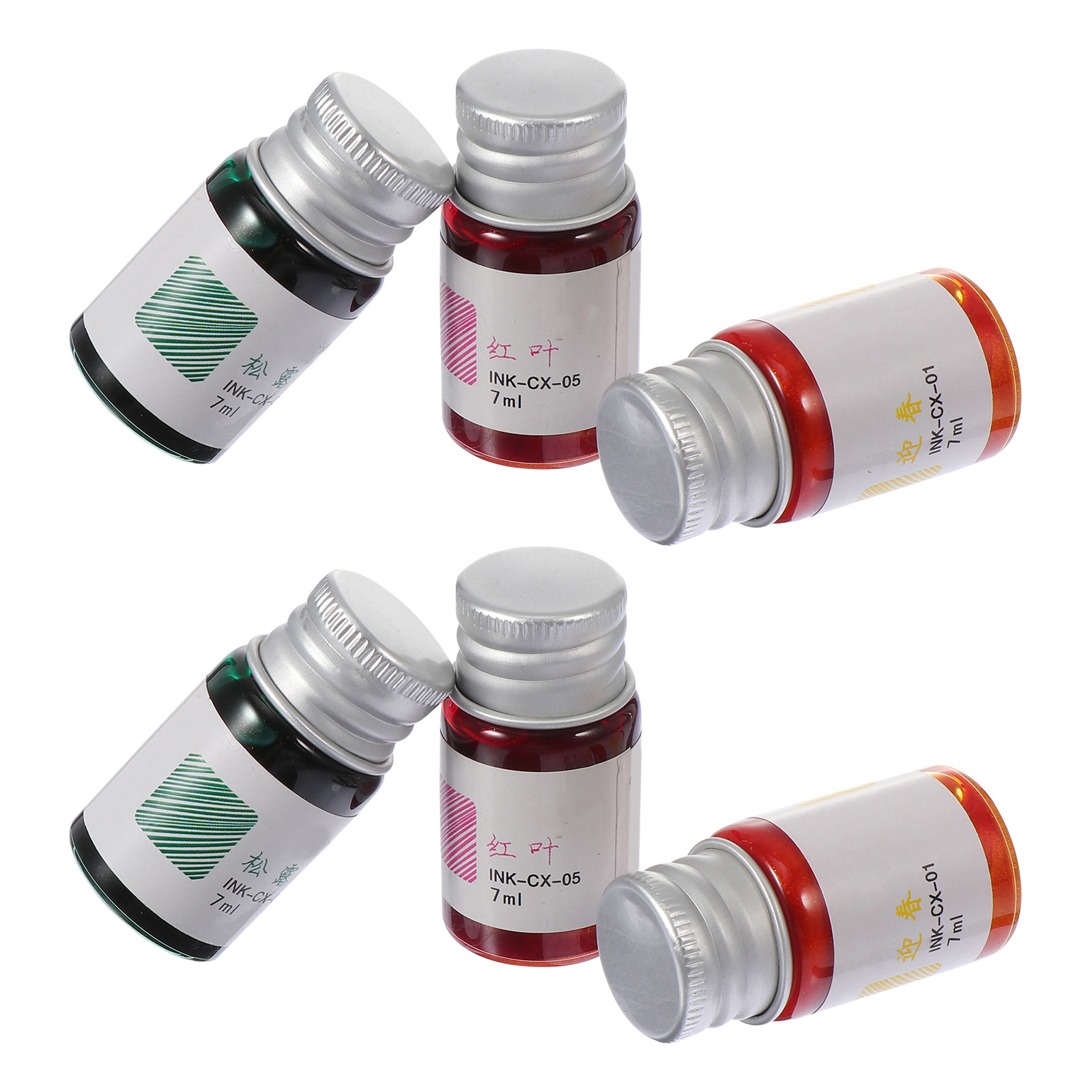 Glass Dip Pen Calligraphy Ink Set - 6本セットのヴィンテージカラーインクセット。ガラス製の万年筆、クリスタル製のサインペン、アート、ドローイング、カリグラフィー、書道、絵画、オフィスや学校での文具として使用できます。