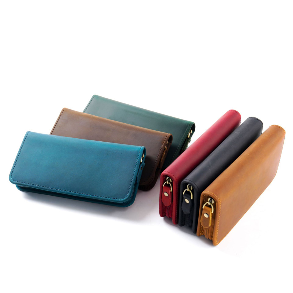 Leather Fountain Pen Case 3 Slots Pouch - クレイジーホース本革ペンケース 3スロット 万年筆ホルダー ポーチ カードスロット レトロレザーペンバッグ