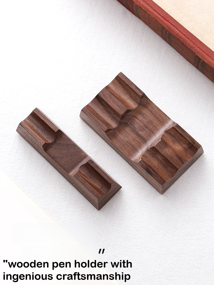 Wooden Fountain Pen Desk Stand Holder - クルミ材ペンホルダースタンド ディップペン万年筆レストデスクオーガナイザー オフィス学用品デスクアクセサリー