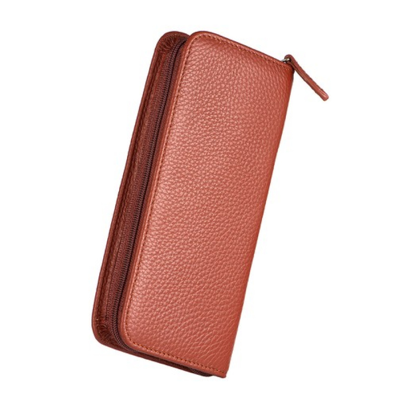 Leather Fountain Pen Case 3 Slots Pouch - A+ 3スロット本革万年筆ケース、ブラウンペンホルダーポーチバッグ防水