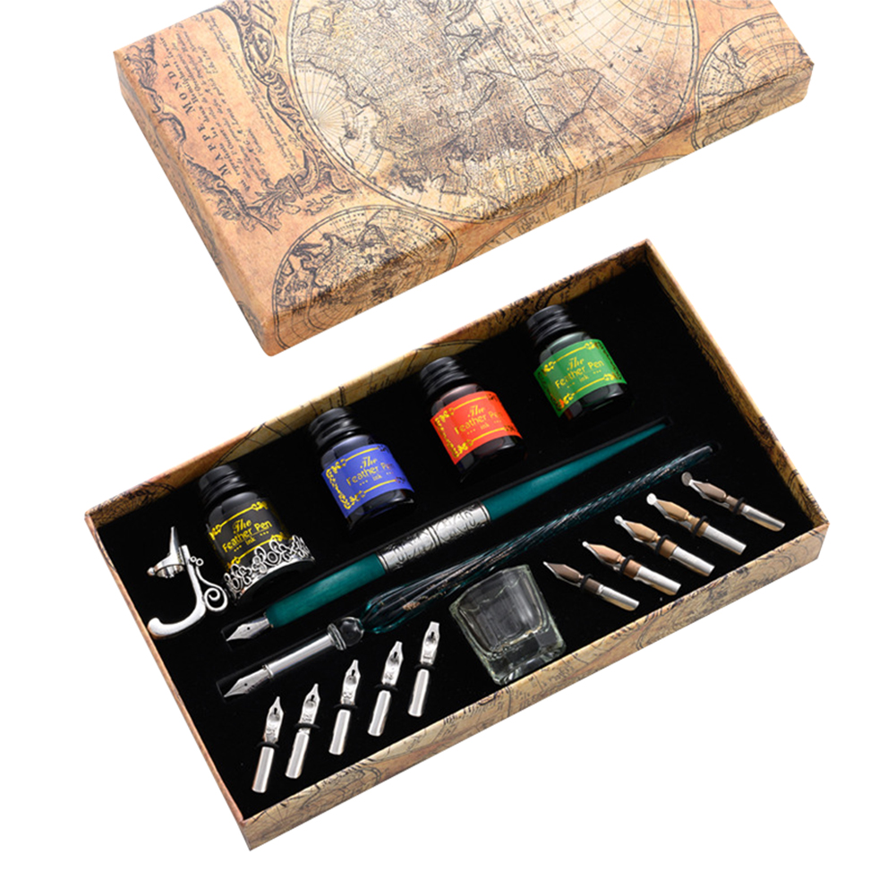 ユニークなデザインの万年筆セット。星空をモチーフにしたガラス - Glass Dip Pen Calligraphy Ink Set のレビューと価格