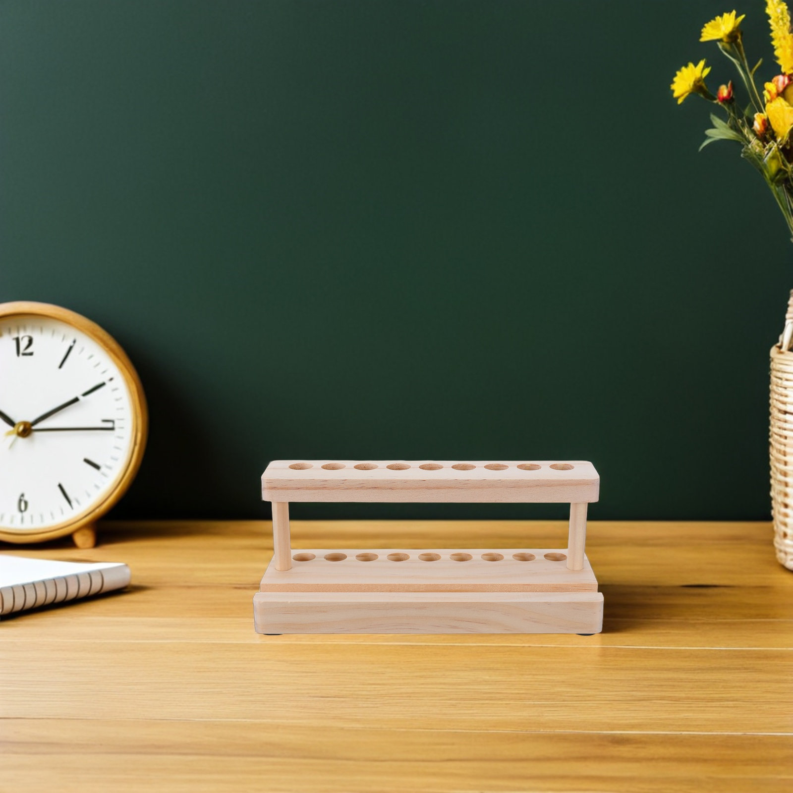 木製のスマートフォンスタンド兼ペン立て。自然な木目が美しいデ - Wooden Fountain Pen Desk Stand Holder のレビューと価格
