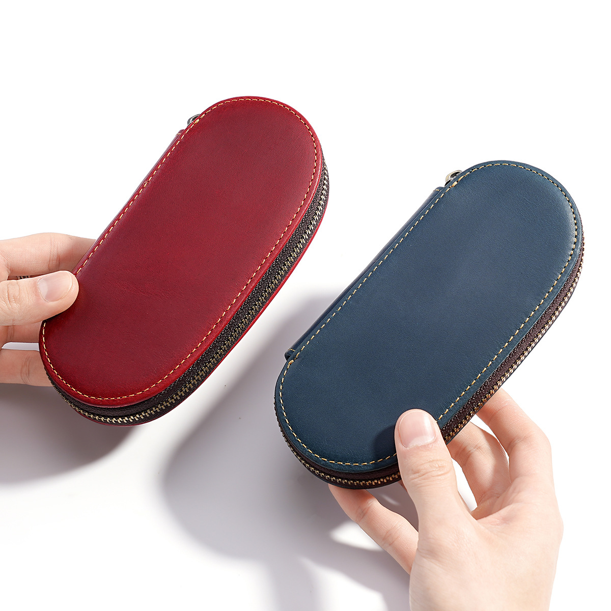 レトロ 3 スロット万年筆ケース手作りクレイジーホースレザー - Leather Fountain Pen Case 3 Slots Pouch のレビューと価格