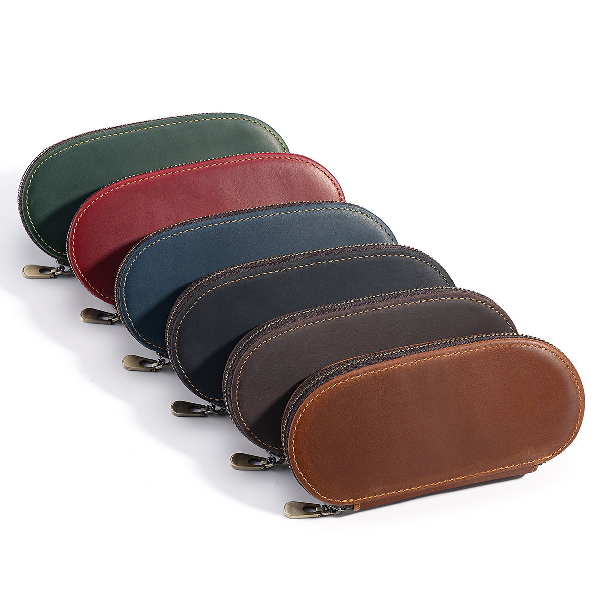 レトロ 3 スロット万年筆ケース手作りクレイジーホースレザー - Leather Fountain Pen Case 3 Slots Pouch のレビューと価格
