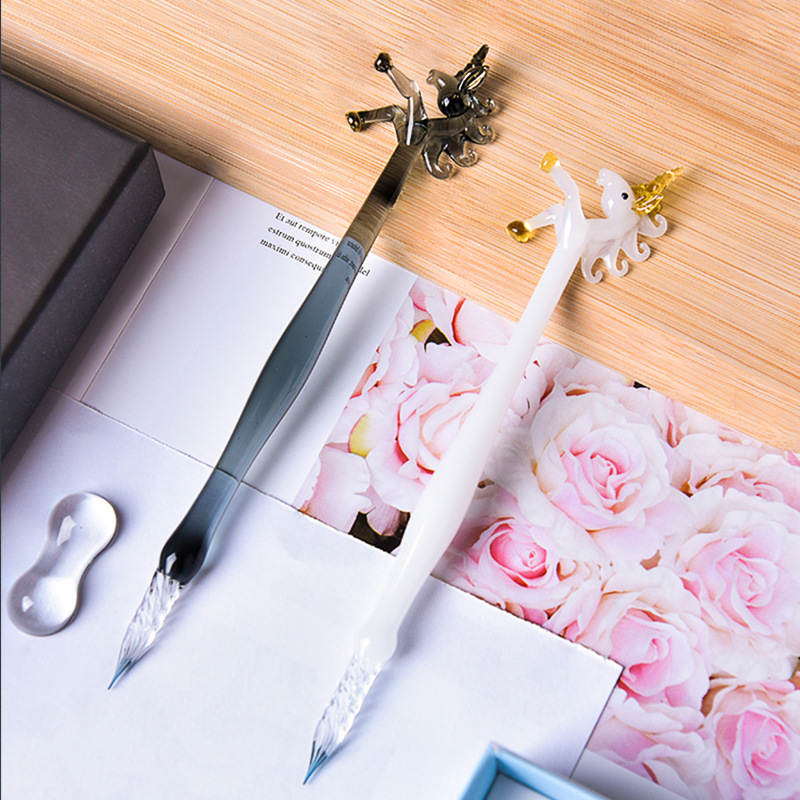 クリエイティブユニコーン手作りギフトボックスゴシックインクペ - Glass Dip Pen Calligraphy Ink Set のレビューと価格