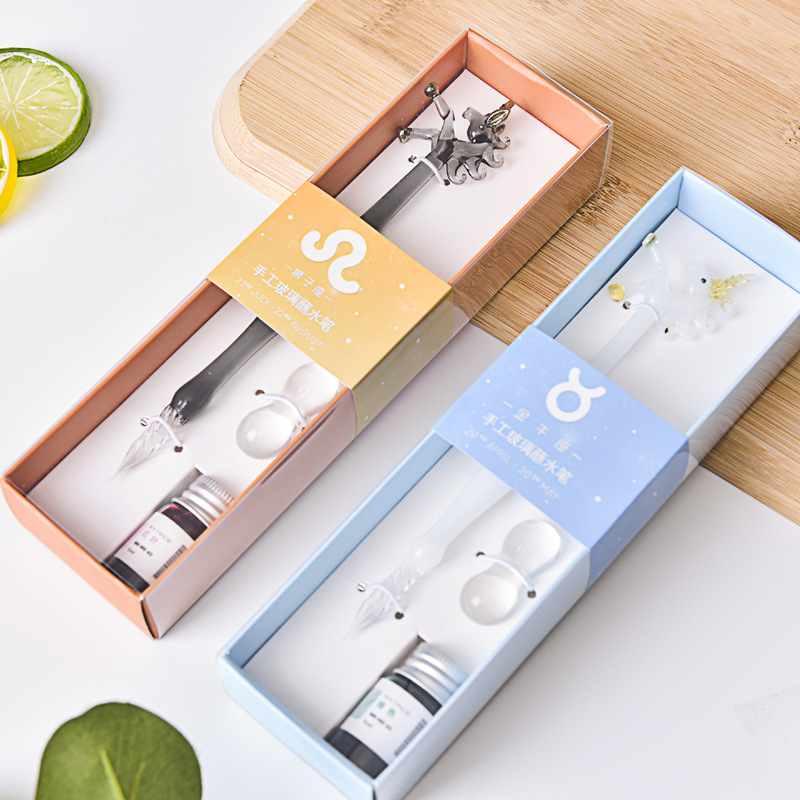 クリエイティブユニコーン手作りギフトボックスゴシックインクペ - Glass Dip Pen Calligraphy Ink Set のレビューと価格