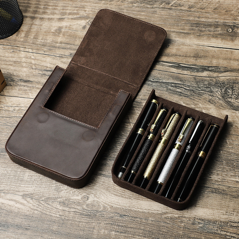 高級本革 2/3/6/12 スロット万年筆ケースバッグボック - Leather Fountain Pen Case 3 Slots Pouch のレビューと価格