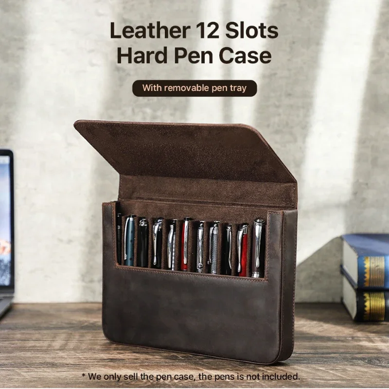 高級本革 2/3/6/12 スロット万年筆ケースバッグボック - Leather Fountain Pen Case 3 Slots Pouch のレビューと価格