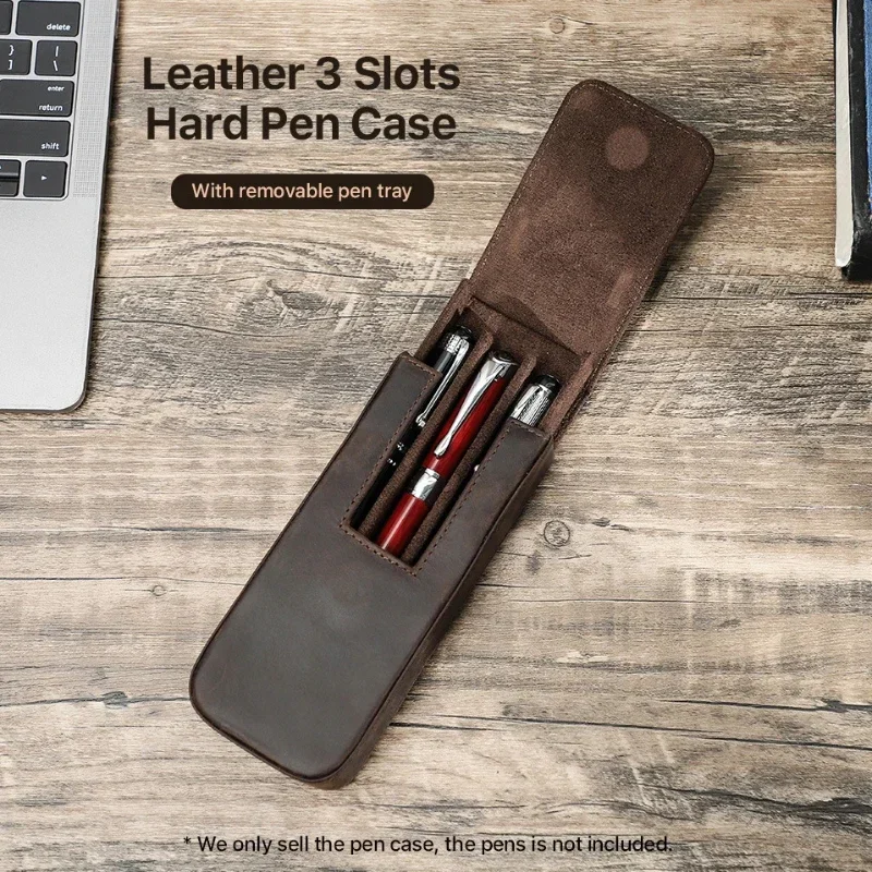 高級本革 2/3/6/12 スロット万年筆ケースバッグボック - Leather Fountain Pen Case 3 Slots Pouch のレビューと価格