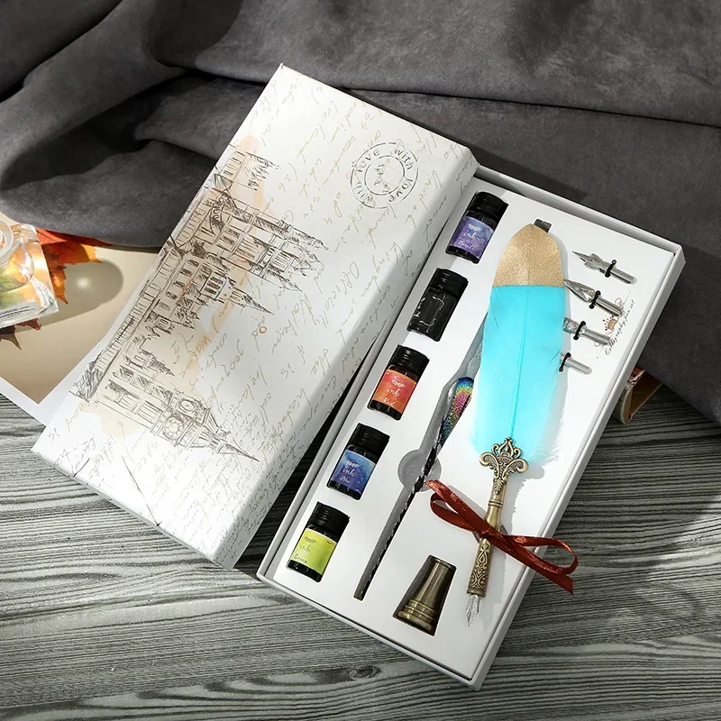1本入り ガラス製ペン 万年筆 水性インク スカイブルー ク - Glass Dip Pen Calligraphy Ink Set のレビューと価格