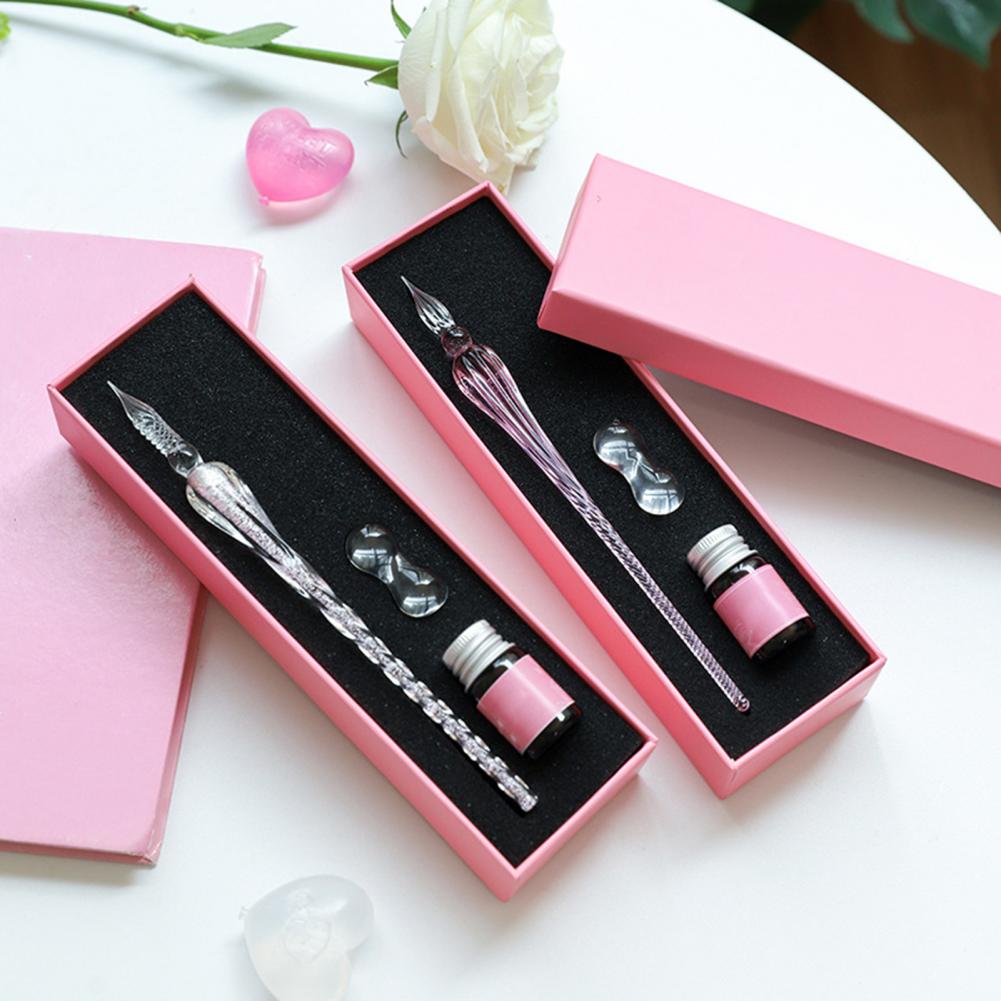 ガラス製ディップペンセット インクとペン立て付き 手作り書道 - Glass Dip Pen Calligraphy Ink Set のレビューと価格
