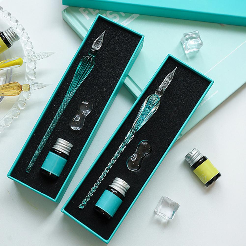 ガラス製ディップペンセット インクとペン立て付き 手作り書道 - Glass Dip Pen Calligraphy Ink Set のレビューと価格