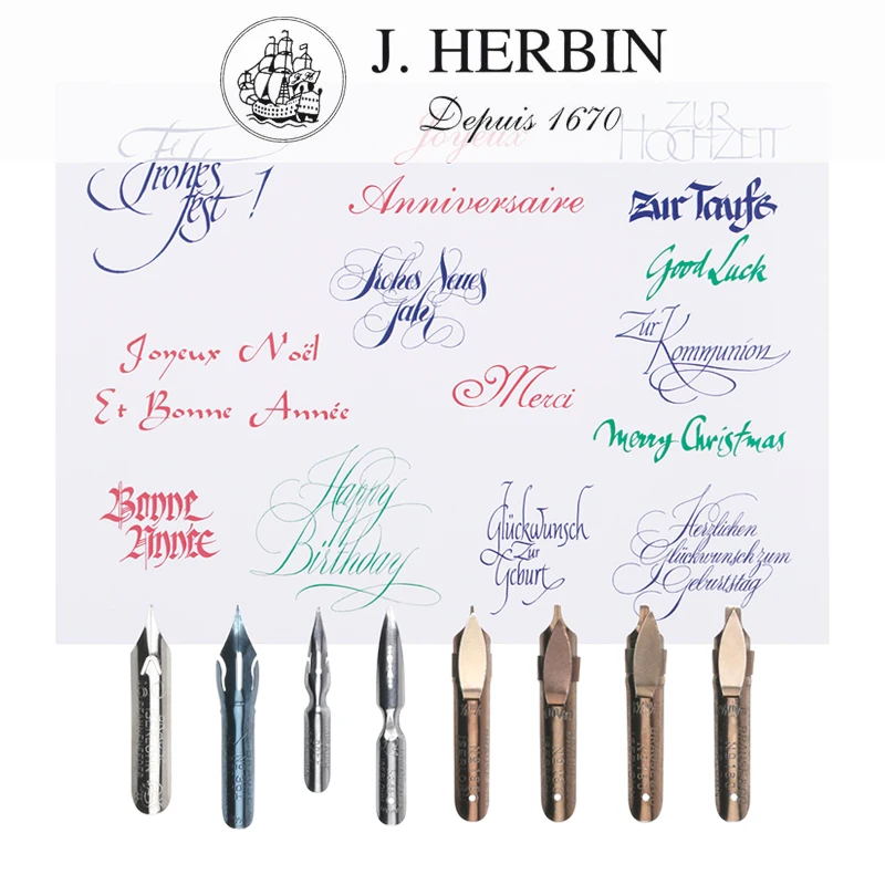 フランスのJ., オリジナルのHerbinxブラウスディップ - Fountain Pen Calligraphy Flex Nib のレビューと価格