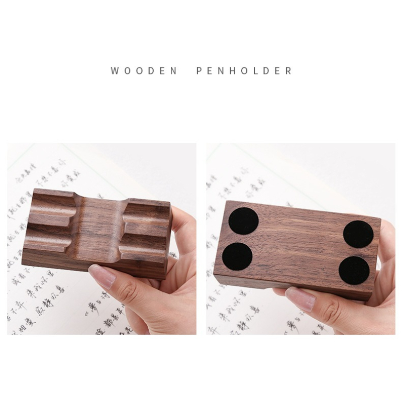 ウォールナット木製ペンホルダー スタンド ディップペン/万年 - Wooden Fountain Pen Desk Stand Holder のレビューと価格