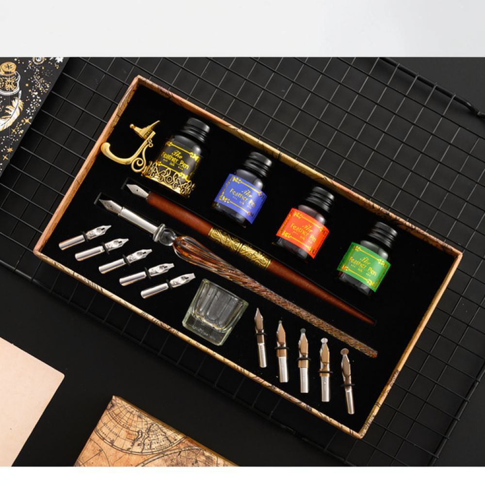 モダンなガラス製ディップペンセット。星空をモチーフにしたクリ - Glass Dip Pen Calligraphy Ink Set のレビューと価格