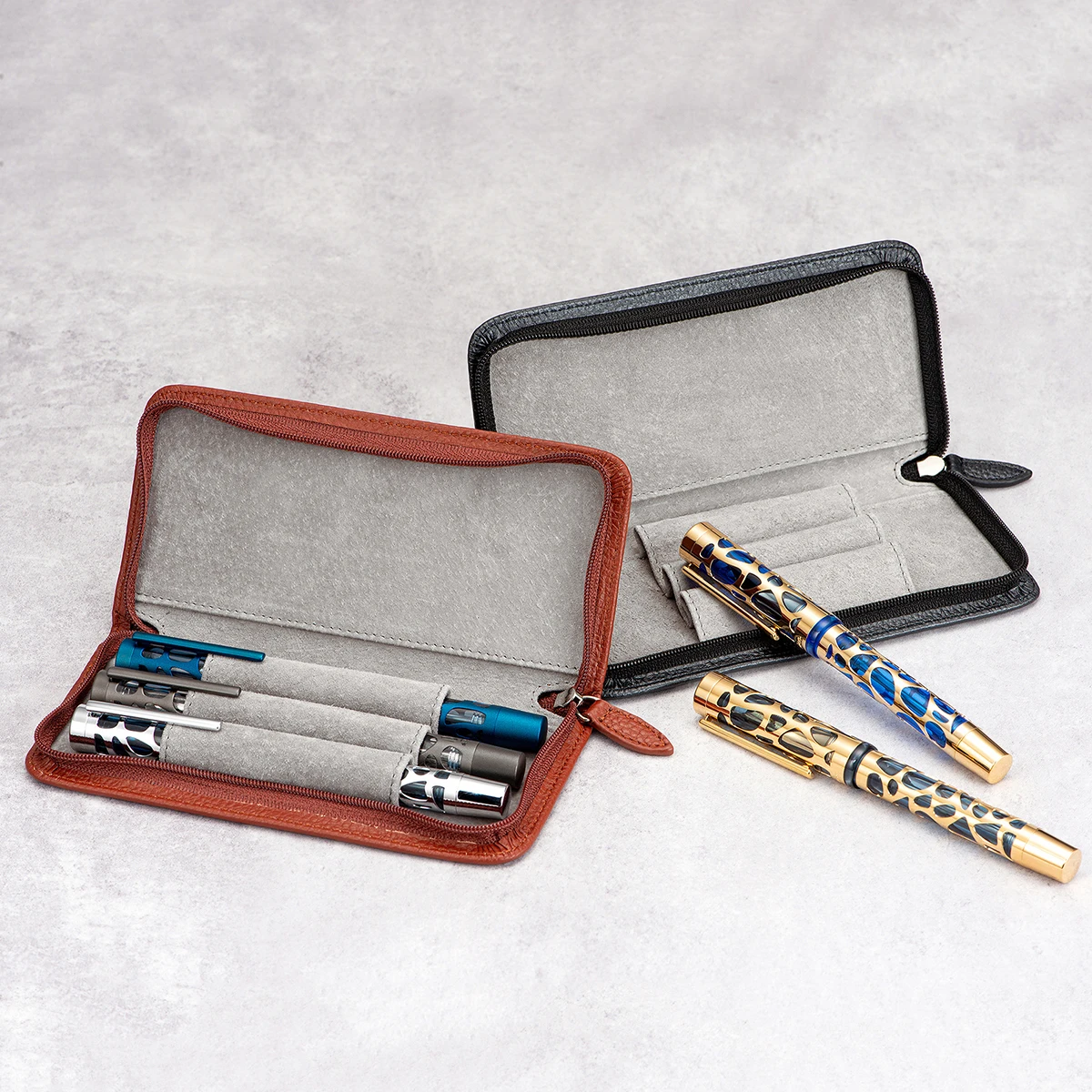 Asvine-本革の万年筆ケース,ジッパー付きペンポーチ,手 - Leather Fountain Pen Case 3 Slots Pouch のレビューと価格