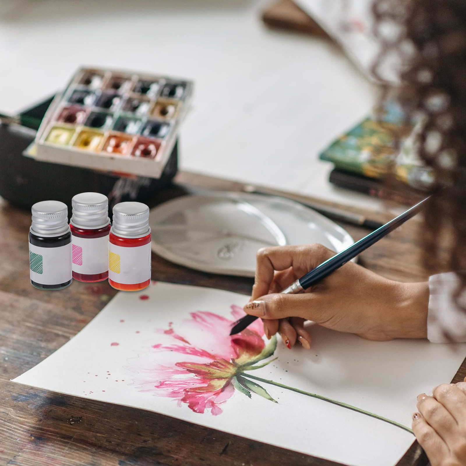 6本セットのヴィンテージカラーインクセット。ガラス製の万年筆 - Glass Dip Pen Calligraphy Ink Set のレビューと価格