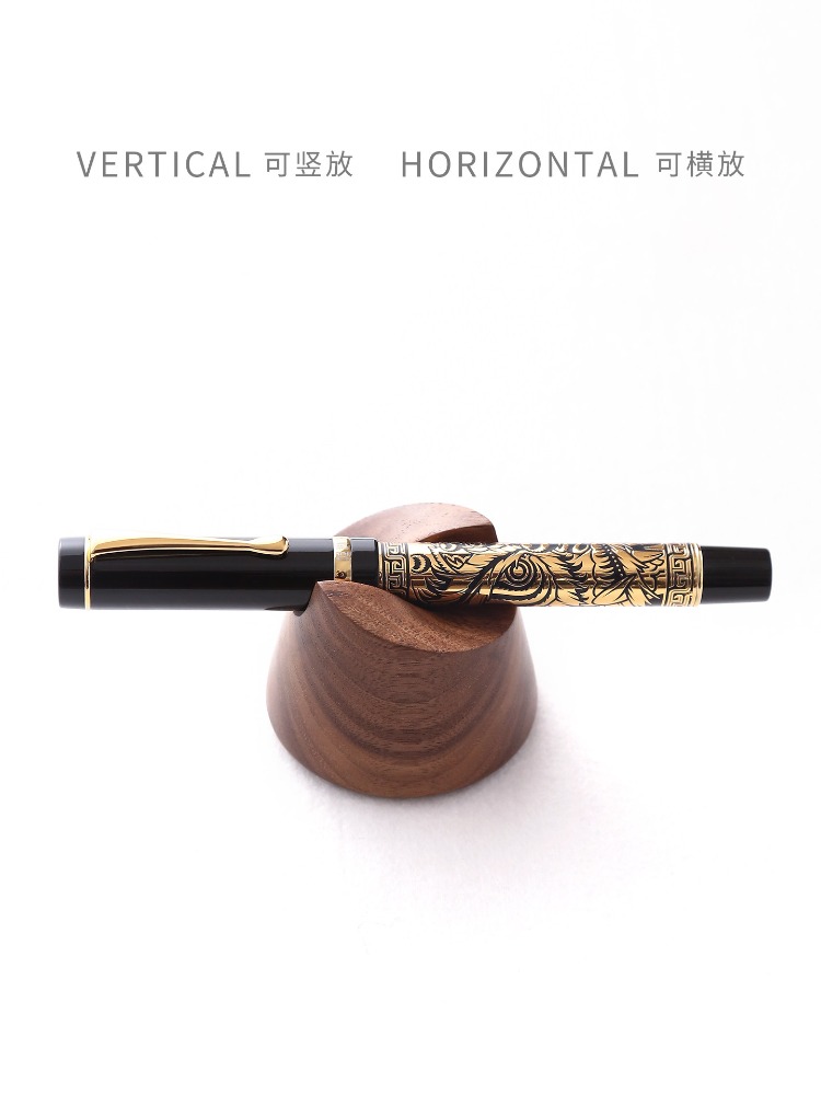 ウォールナット材万年筆ホルダースタンド、ディップペン置き台、 - Wooden Fountain Pen Desk Stand Holder のレビューと価格
