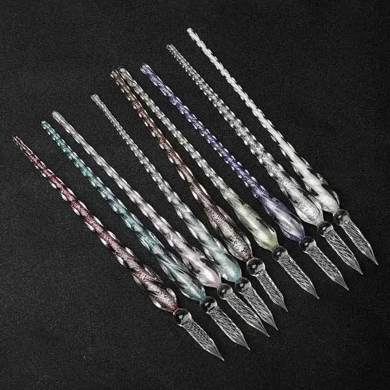 クリスタルガラスディッピングペンセット、カラフルな金粉インク - Glass Dip Pen Calligraphy Ink Set のレビューと価格