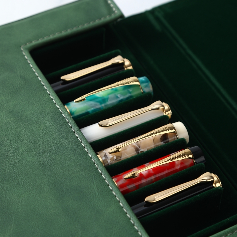 高級PUレザー10/6/3スロット万年筆ケースボックスオフィ - Leather Fountain Pen Case 3 Slots Pouch のレビューと価格