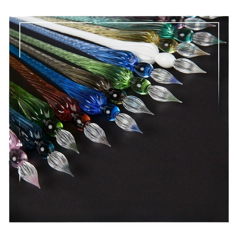 手作りガラスディップペンとインクセット - カラーインクペン - Glass Dip Pen Calligraphy Ink Set のレビューと価格