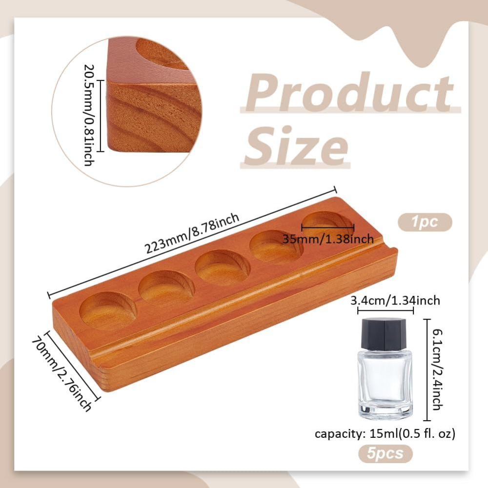 5穴の万年筆用インクボトルホルダーセット。木製のボトル収納ス - Wooden Fountain Pen Desk Stand Holder のレビューと価格