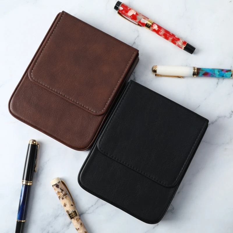 高級PUレザー製、10/6/3個収納可能な万年筆ケース。オフ - Leather Fountain Pen Case 3 Slots Pouch のレビューと価格