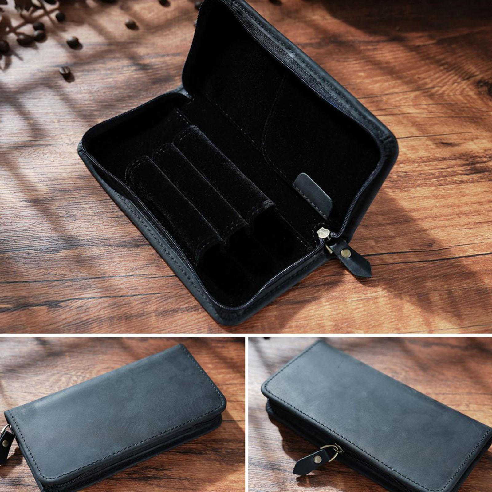 3 スロットレザーペンバッグヴィンテージ文具収納万年筆ポーチ - Leather Fountain Pen Case 3 Slots Pouch のレビューと価格