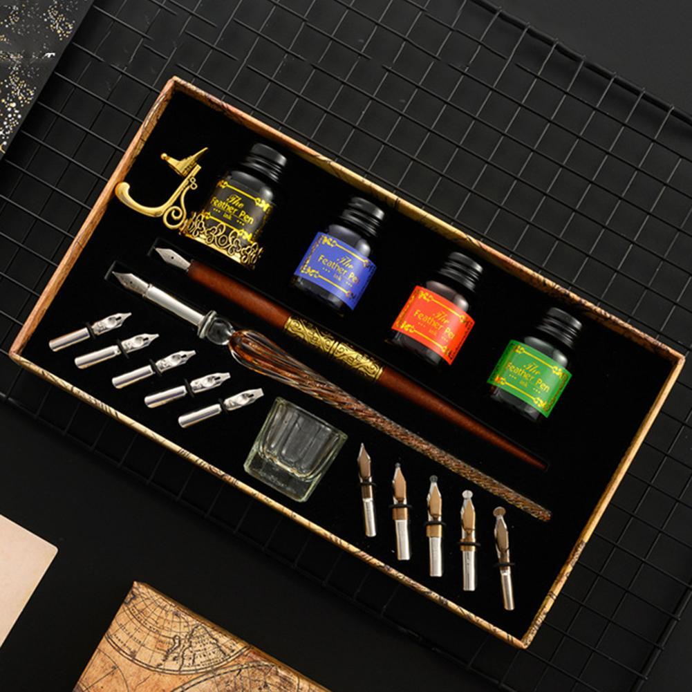 ヨーロッパ風ディップペン万年筆 レトロ星空ガラスインク書道筆 - Glass Dip Pen Calligraphy Ink Set のレビューと価格