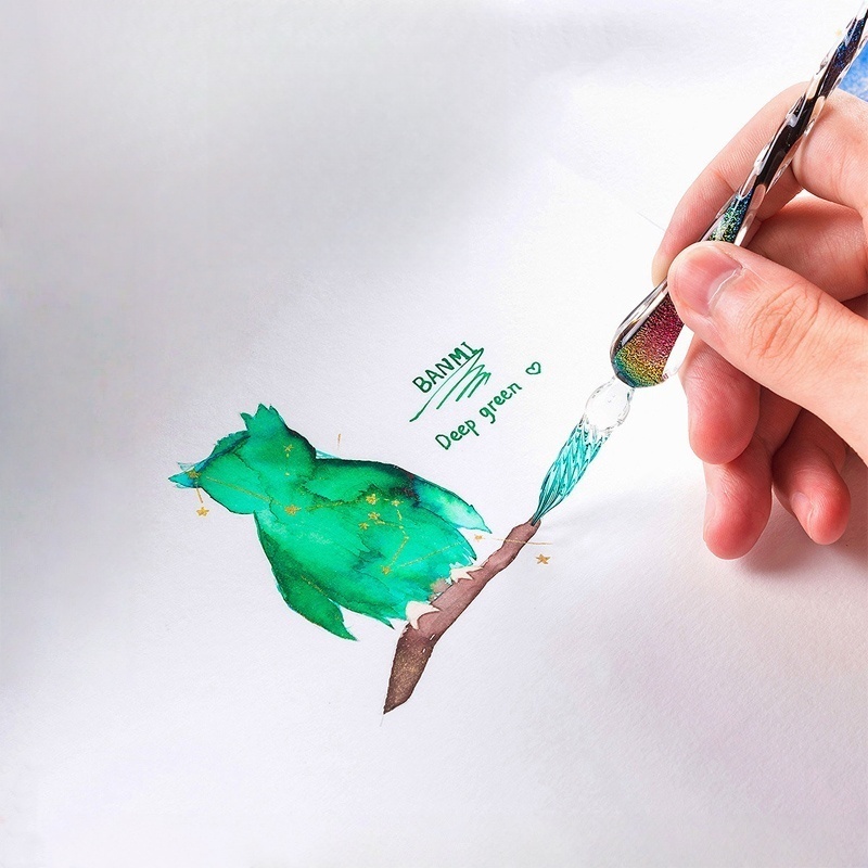 12色のきらめく金粉入りガラスディップペンインクセット、非炭 - Glass Dip Pen Calligraphy Ink Set のレビューと価格