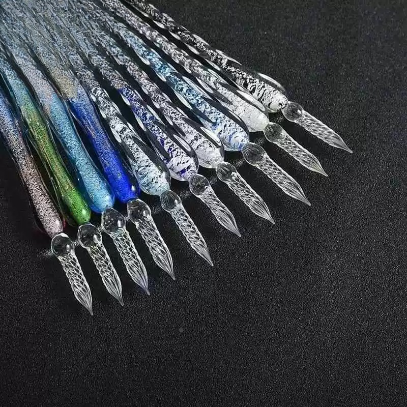 ロマンチックで夢のようなカラフルな星空ディップペンセットクリ - Glass Dip Pen Calligraphy Ink Set のレビューと価格