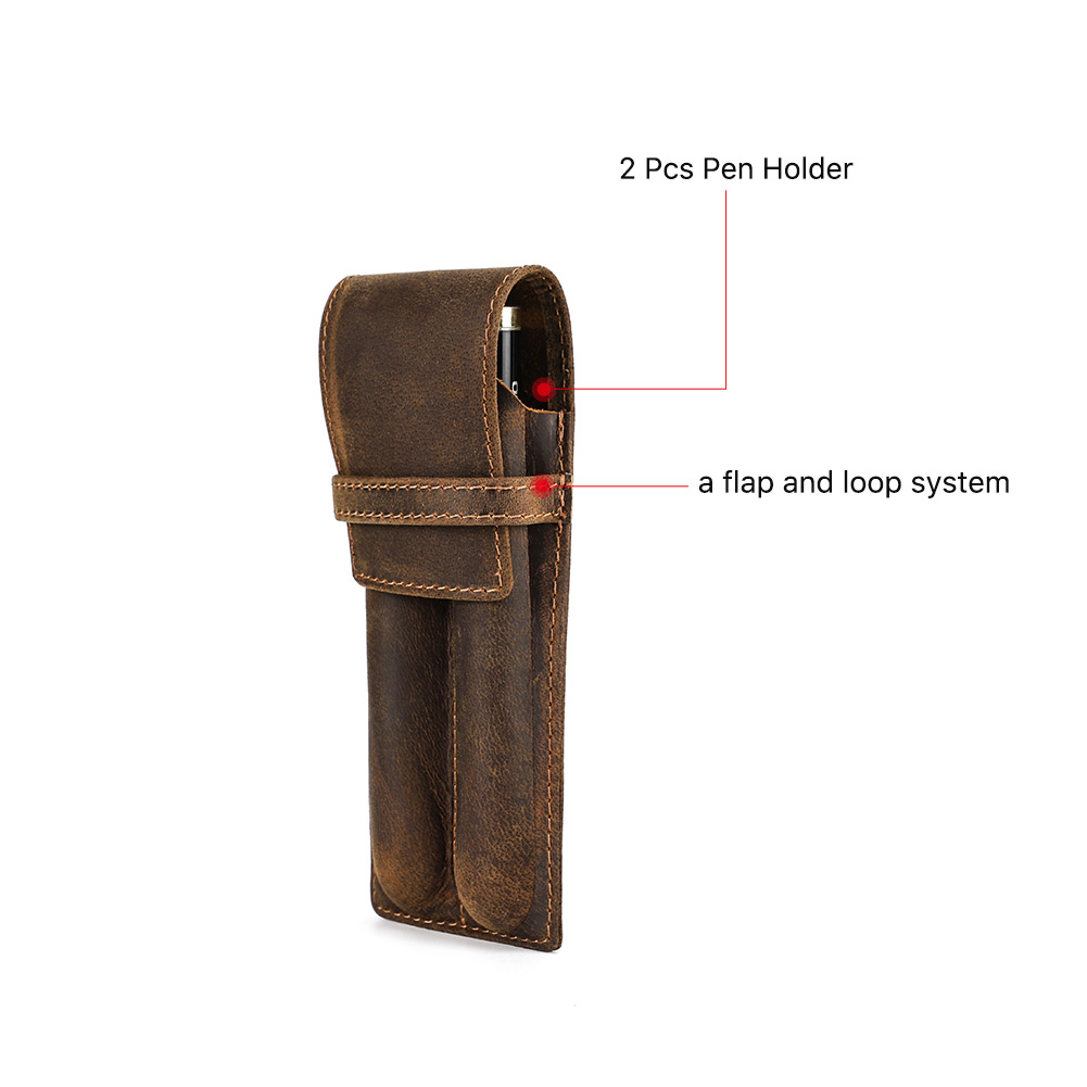 本革の牛革ビンテージスタイルのミニ財布,カジュアルなペンケー - Leather Fountain Pen Case 3 Slots Pouch のレビューと価格