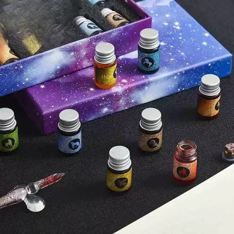 ロマンチックで夢のようなカラフルな星空ディップペンセットクリ - Glass Dip Pen Calligraphy Ink Set のレビューと価格