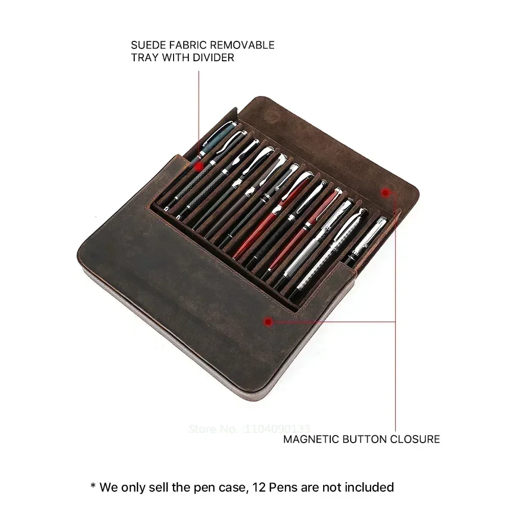 高級本革製12スロット万年筆ケース、オフィス・学校用文房具ペ - Leather Fountain Pen Case 3 Slots Pouch のレビューと価格