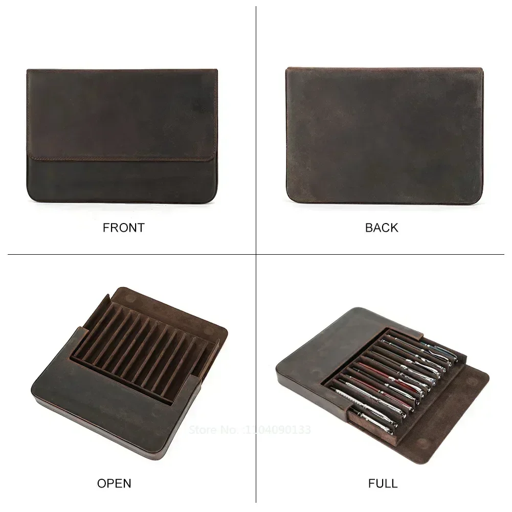高級本革製12スロット万年筆ケース、オフィス・学校用文房具ペ - Leather Fountain Pen Case 3 Slots Pouch のレビューと価格